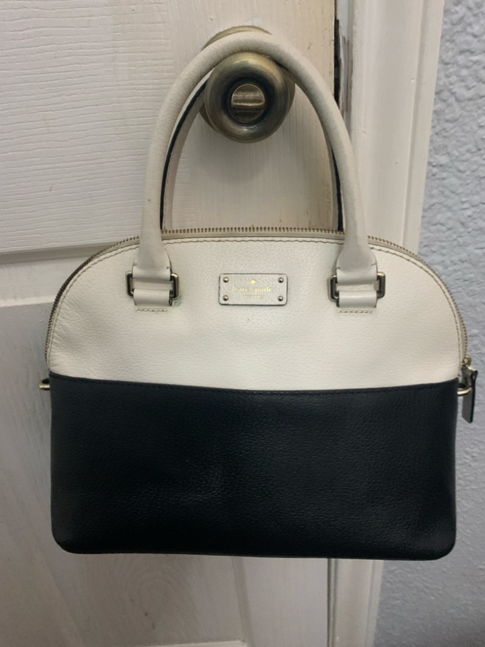 Kate Spade Cream and Black Two-Tone Soft Handbag